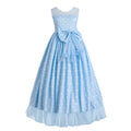 Western Style Polka Dot Girl Evening Dress Big Bow Girl Wedding Dress for Party Blue Girl Child Clothes for 10Y
