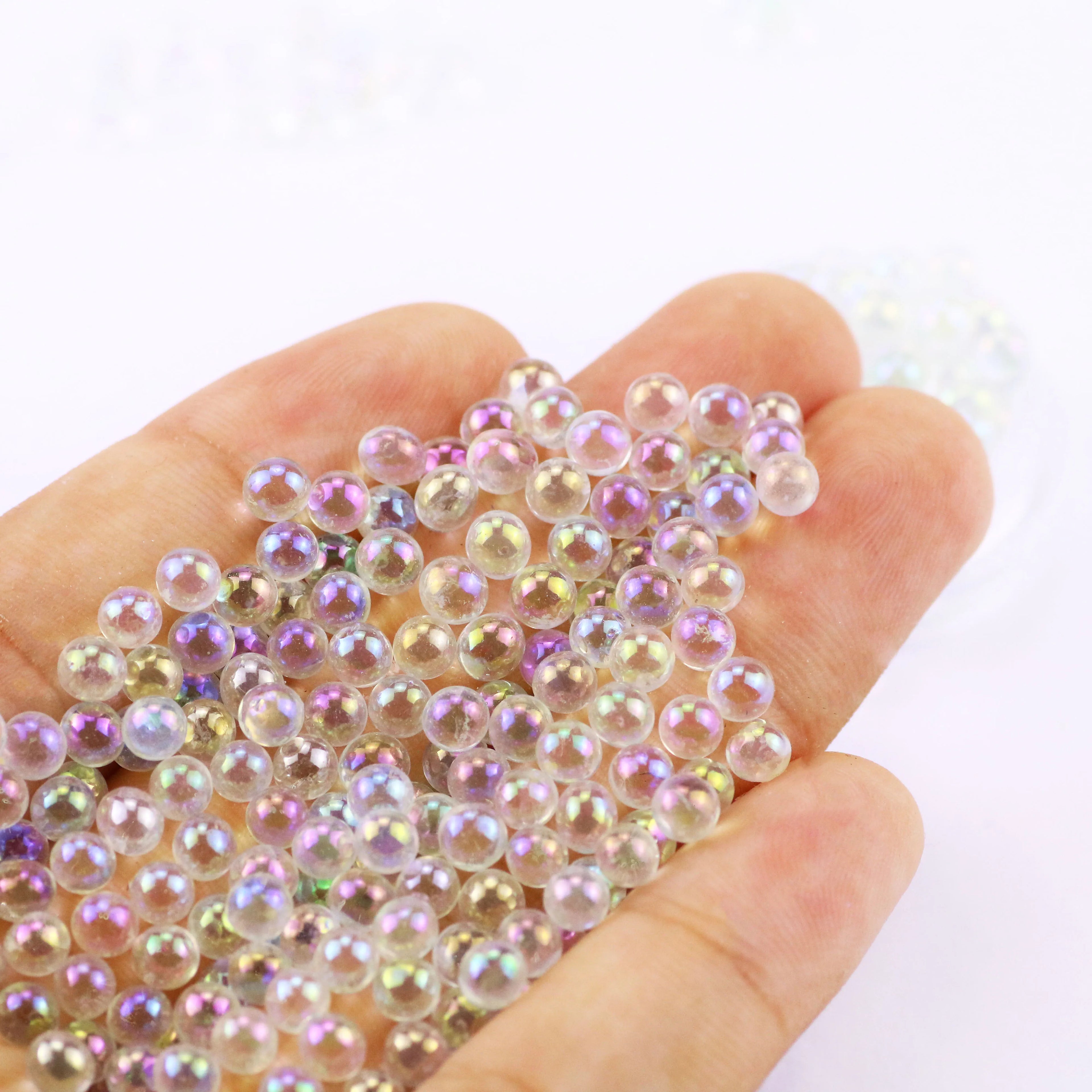 Hengxin Colorful White Beads Pearls Glass Beads Without Holes for Art Craft Jewelry Making DIY Nail Decoration