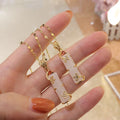 G139 Gold Plated Stainless Steel Stone Pendant Necklaces Jewelry Pink Natural Jade Bamboo Women Necklace