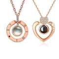 SC Wholesale Nanotechnology Projection Necklace Wedding Gift TikTok Fashion Rose Gold Deer Heart Pendant 100 Languages Necklace
