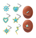 Gaby Nose Surgical Steel Piercing Turquoise Nose Rings for Women Pierced Nose Ring Bulk  Face Body Piercing Fashion Jewelry