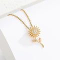 Lateefah OEM Spinning Sunflower Necklace Rotatable Sunflower Pendant Necklace Flower Necklace Jewelry