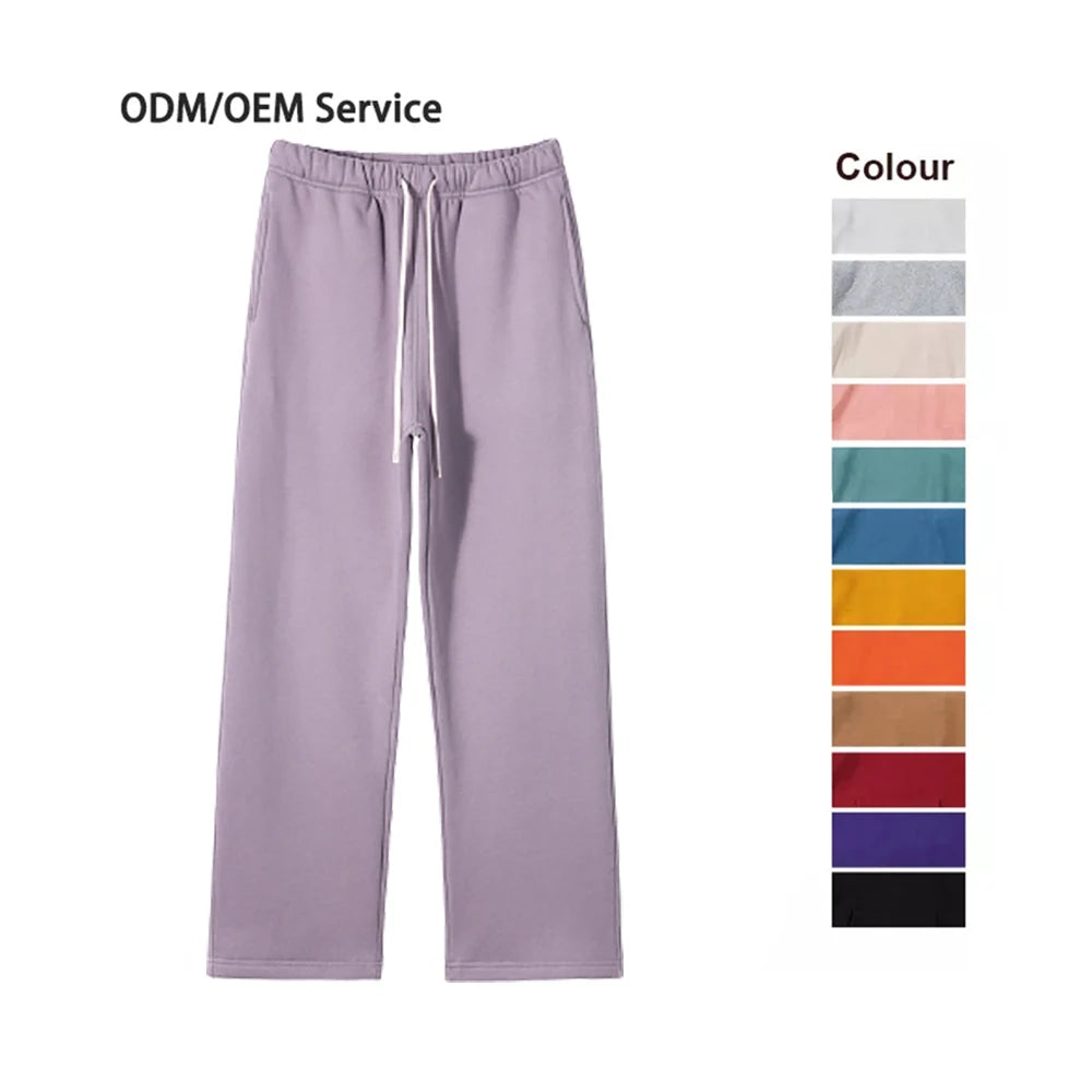 Custom Logo Knitted Blank Male Jogger Pants Cotton 350g Fleece Open Bottom Sweatpants for Men