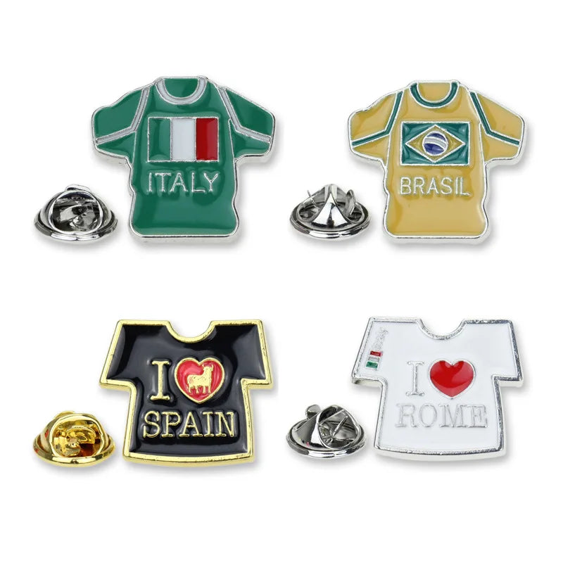 Manufacturer Anime Cartoon Italy Brasil Spain Rome Jersey Enamel Backpack Suit Hat Clothes Tie Scarf Button Pin Badge Lapel Pin