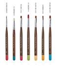Professional OEM Cocoa Series Brown Wood Handle Nylon Hair Liner Fan Shaped Gradient PEBEO Nail Art Brush Wholesale