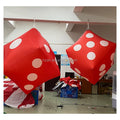 Custom Red LED Light Plug Powered Inflatable Balloon Dice Cube Ceiling Decoration with Oxford Cloth Easy Setup 90's Style
