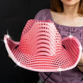 Fashion  LED Light Cowboy Fedora Hats Sequined Star Hat American White Western Star Party Hat