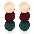 Exquisite Blue Green Geometric Small Round Acrylic Stud Earrings for Women