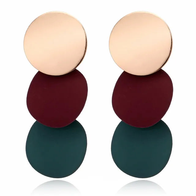 Exquisite Blue Green Geometric Small Round Acrylic Stud Earrings for Women
