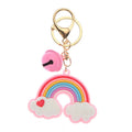 New Lovely Cute Rainbow Key Chain Leather Strap Braided Rope Tassel Star Keychain Women Girl Bell Star Bag Charm Pendant Rainbow