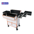 Multifunctional Makeup Case with White Aluminum Case Fashionable Annual New Storage Box with Thread Pattern