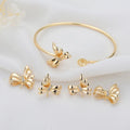 Trendy Design 14K Gold Plated Butterfly Knot Inlaid Zircon Can Match Pearls Charm Earring Bangle Jewelry Set Jewelry Accessories