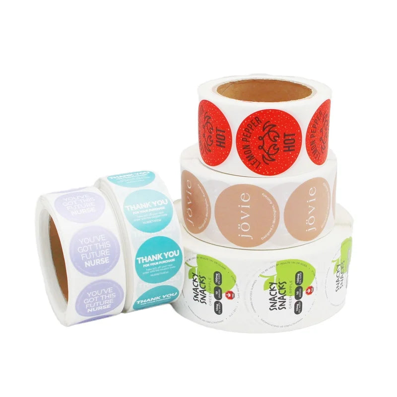 Custom Printed Adhesive Vinyl Waterproof Logo Stickers Roll for Skin Care Face Cream Olive Oil Pizza Labeling
