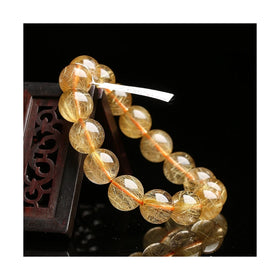 Original Gemstone Sets With Crystal Pave Disco Ball Detail Gold Rutilated Quartz Bracelet