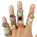 Adjustable Natural Rough Freeform Crystal Ring Genuine Raw Irregular Gemstone Stone Rings for Women Jewelry