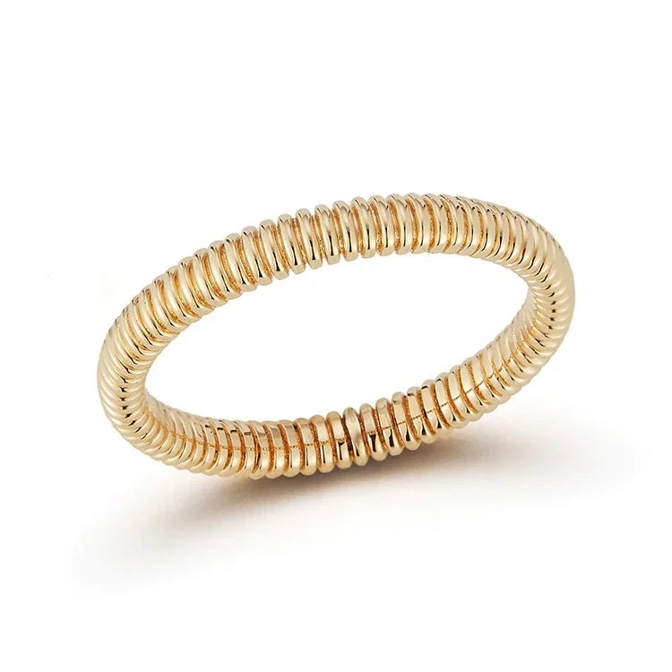 LOZRUNVE 925 Silver Gold Vermeil New Design Simple Coil Finger Ring