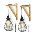 2 Set Wood Bracket Scone Pendant Lamp Kit Wall Mount DIY Project with Carton Packing