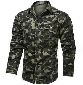 New Arrival Men's Cotton Casual Cargo Shirt Long Sleeve Button Down Outdoor Camouflage Autumn Eco-Friendly Woven