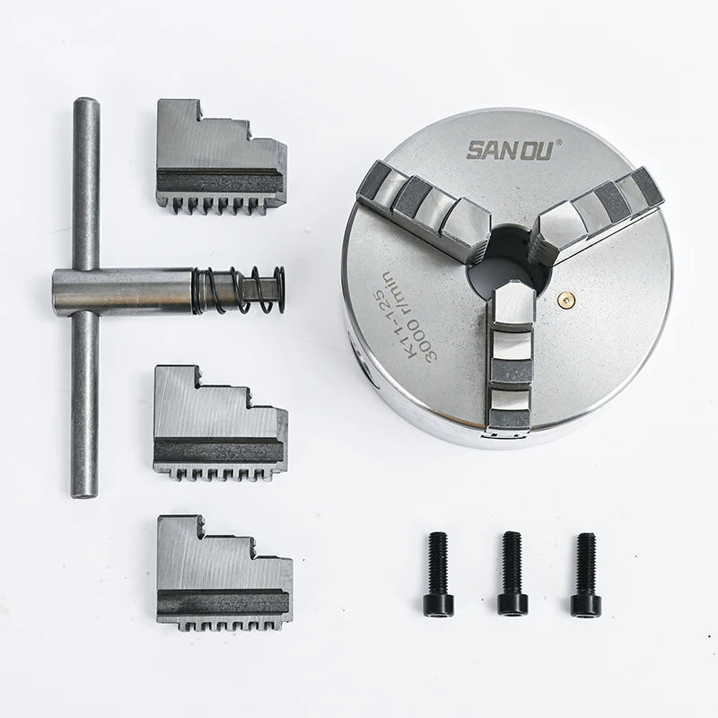 Lathe Chuck 125mm With Big Bore 38mm SANOU Brand 3 Jaw Self-Centering K11-125 Scroll Chuck Manual Lathe Chuck for Mini Lathe