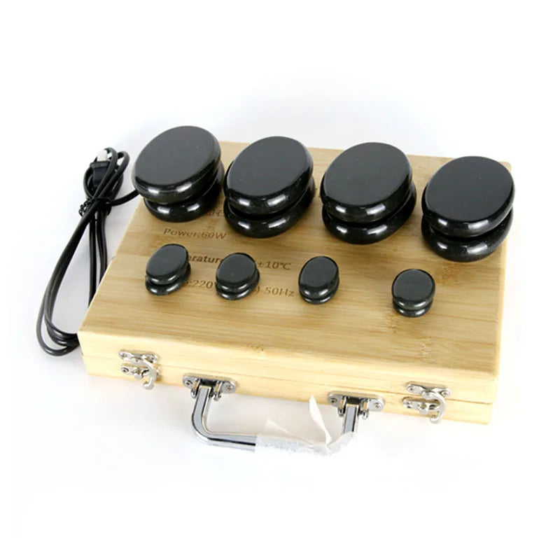 A Hot Massage Stonet Set Volcanic Energy Stones Massager for Spa With Heater