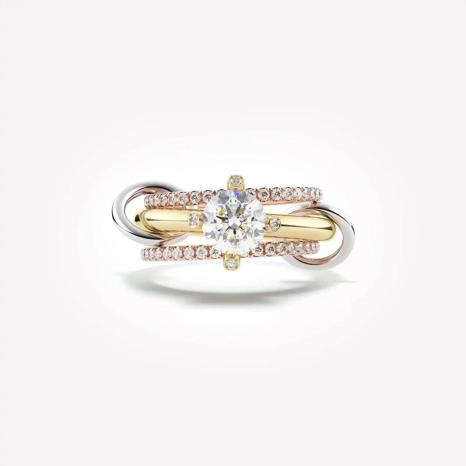 Fashion Jewelry Rings Layered CZ Three in One Wedding Rings Creative Multilayer Diamond Rings for Women Girls