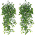 2 Pack 82cm Plastic Bamboo Hanging Artificial Plants Faux Weeping Drooping Indoor Outdoor Wall Home Room Wall Mounted Decorative