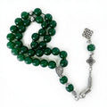 Luxury Designer Natural Agate Stone Gold Plated Islamic Religious Tasbeeh Rosary Prayer Beads 33Pcs