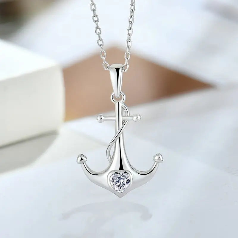 YH JEWELLERY S925 Sterling Silver Pendant Anchor Pendant Necklace Cross 925 Sterling Silver Pendants Necklace for Women