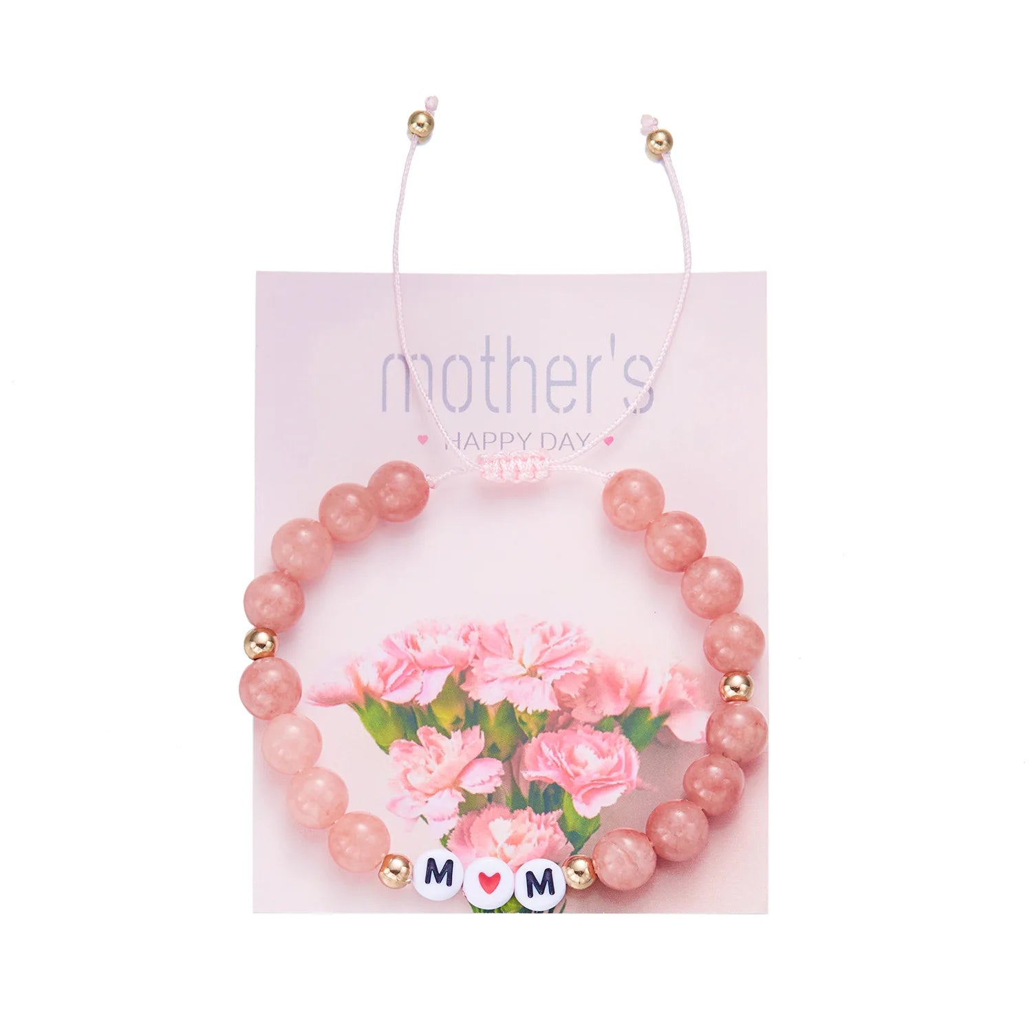 Cross Border Fashionable Jewelry Mother's Day Handmade Natural Stone Beaded Lucky Charm Bracelets Elegant Gift for Mom