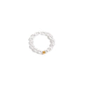 Simple Stainless Steel 14K Gold Plated Bead Oval Pearl Finger Ring Titanium Steel Personalized Bead Imitation Pearl Circle Ring
