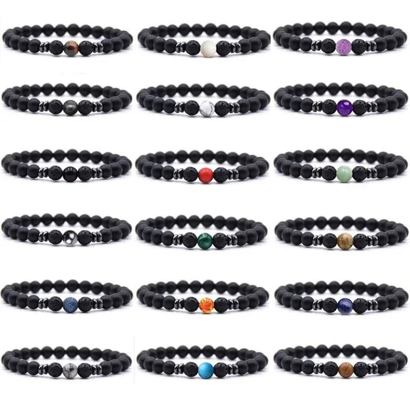 Wholesale 8mm Healing Gemstone Diffuser Yoga Bracelet Women Men Natural Volcanic Lava Rock Stone Beaded