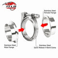 JTLD 2.5" Inch 63mm 304 Stainless Steel Quick Release V Band Clamps Assembly (2 Flanges and 1 Clamp)
