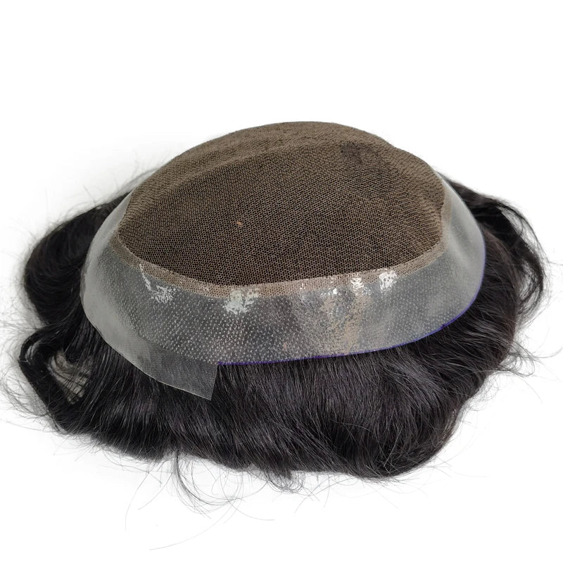 Ready Stock Australia Base Swiss Lace PU Skin Natural Indian Human Hair Men Toupee