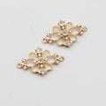 Exquisite 21 * 14Mm Gold Plated Crystal Zircon Lace Flower Charm for Diy Bracelet Necklace Earring Material Jewelry Accessories