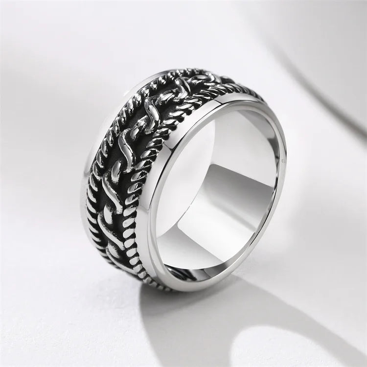 Men's Retro Vintage Jewelry Stainless Steel Braided Classis Finger Rings for Men