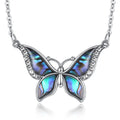 Changda 925 Sterling Silver Butterfly Pendant Necklace with Zircon Abalone Shell for Wedding Party or Anniversary