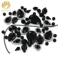 Hot Selling 3D Black Glass Mixed Drop Shape Rhinestones with Cup Chain and Plastic Pearls for Handcraft Garments Accessories