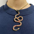 Wholesale Hip Hop Designer Cubic Zirconia Gold Plated Charm Bling Cross Coral Animal Bendy New Iced Out Snake Necklace Pendant