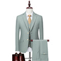 Men's Olive Green 3-Piece Suit Single Breasted Business 2 Buttons Top Stitching Button Fly Pant Bridegroom Men Suits 9110