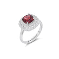 YBO 925 Sterling Silver Adjustable Rings Cushion Cut Natural Garnet Inlay Jewelry for Women for Wedding or Party