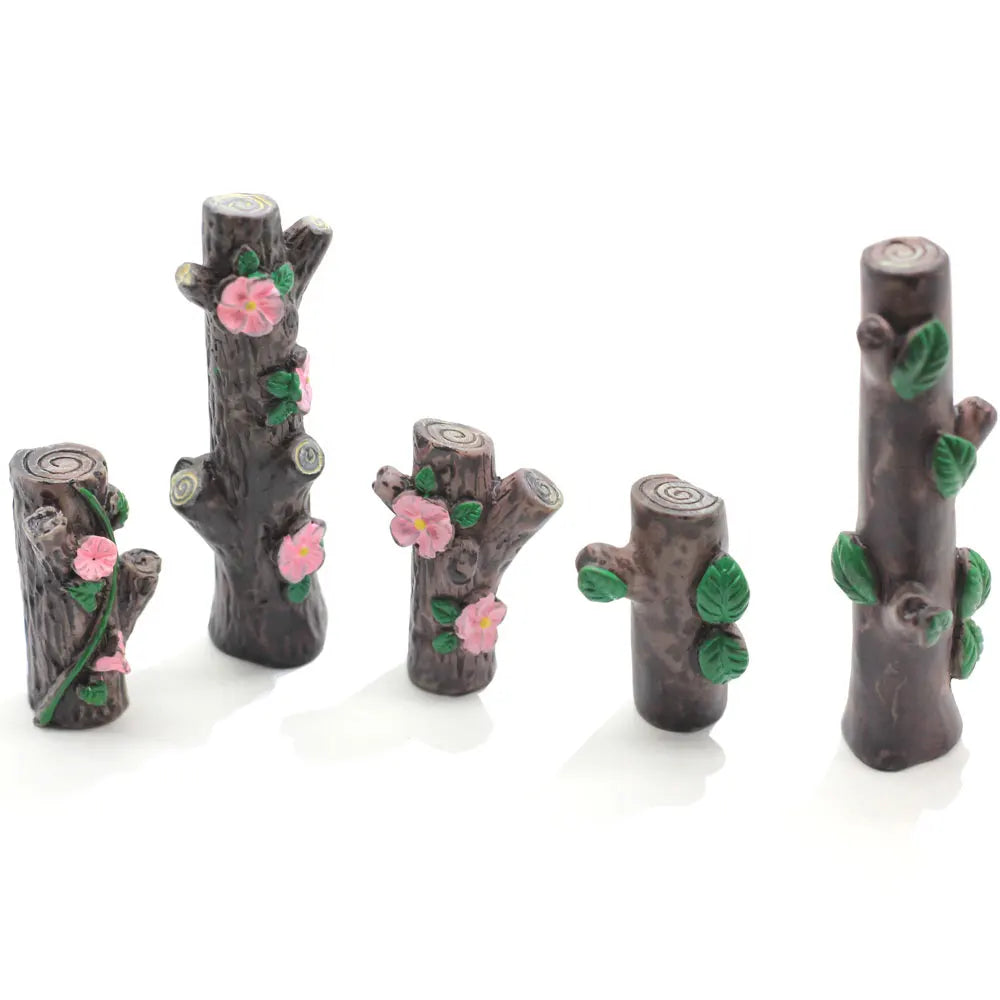 3D Flower Tree Stump Bonsai Figurines Fairy Garden Miniatures for Terrariums Ornament Home Decor Resin Craft