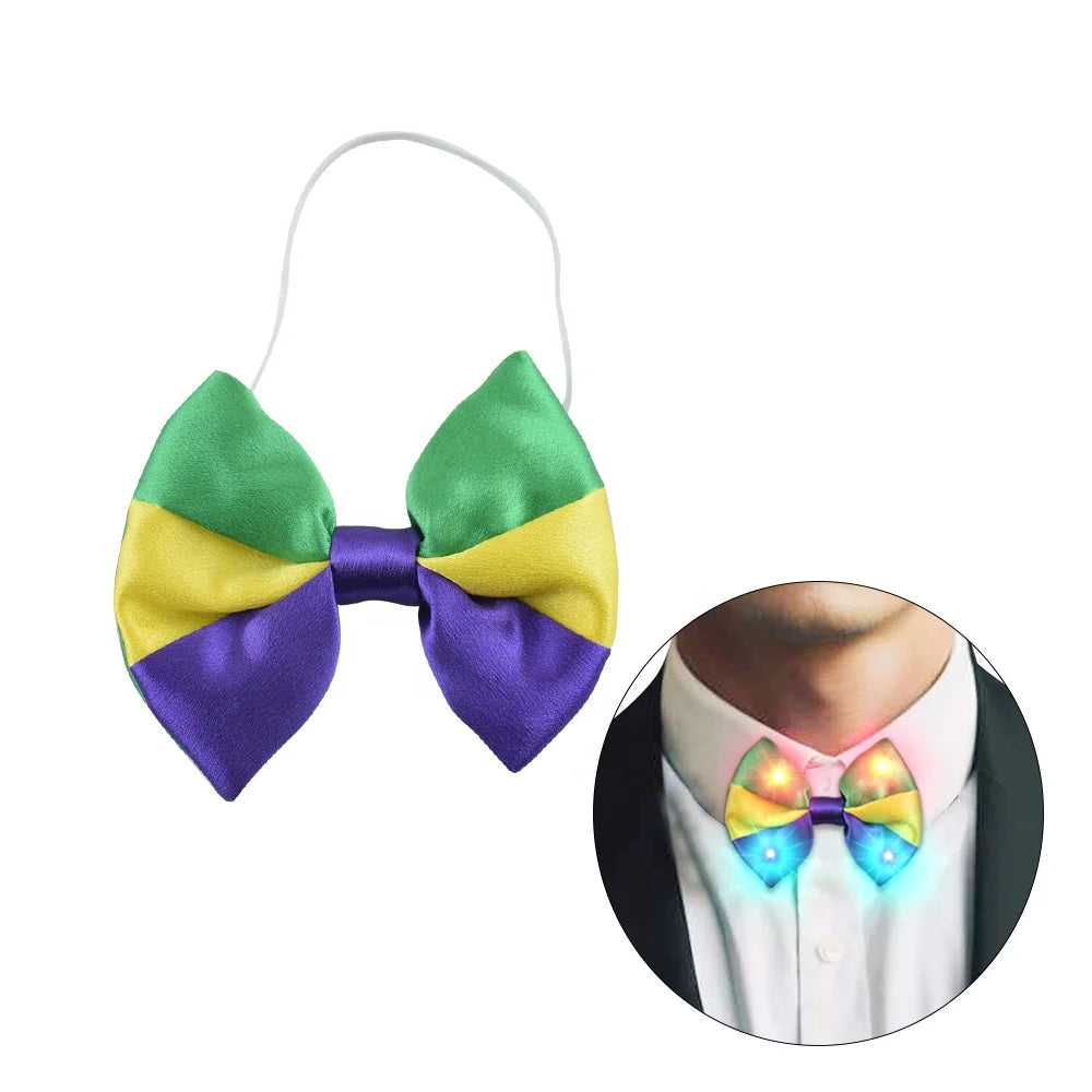 Wholesale Factory Custom Led Light up Mardi Gras Butterfly Bow Tie Glow in the Dark Cosplay Party Suppliers