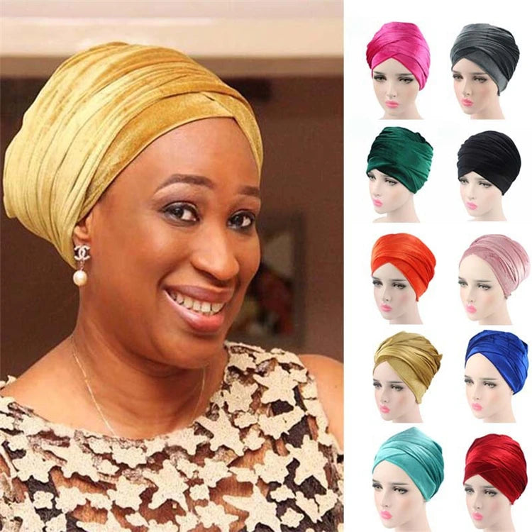 Muslim Solid Color Long Tail Women Lady Adults Chemotherapy Durag Turban Hats Durag