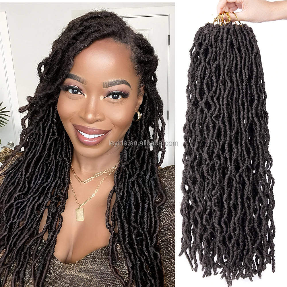 Hot Selling 24 Inch Afro Goddess Faux Soft Locs Synthetic Crochet Hair Braids Dyed Hot Sell 24 Inch Afro Crochet Braids