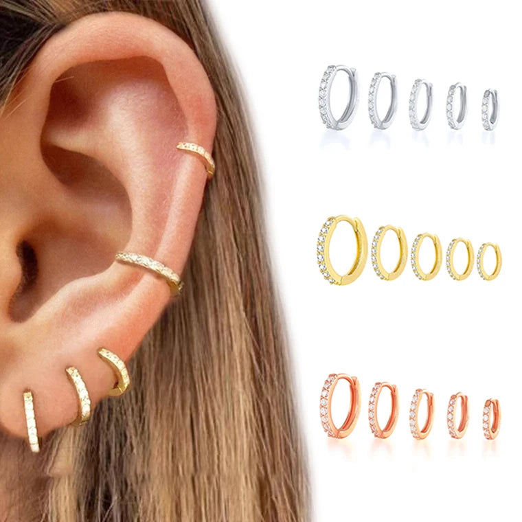 CAOSHI 5 Size 3 Color Plating Bridal Earrings for Women Men Small Hoop Earring Ear Tiny Nose Ring Girl Aretes Ear Huggie Pendant