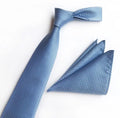 Newest Style Holiday Present Silk  Plaid Tie Pocket Squares Set Necktie Hanky Men Dark Blue Wedding Accessories Office Cravat