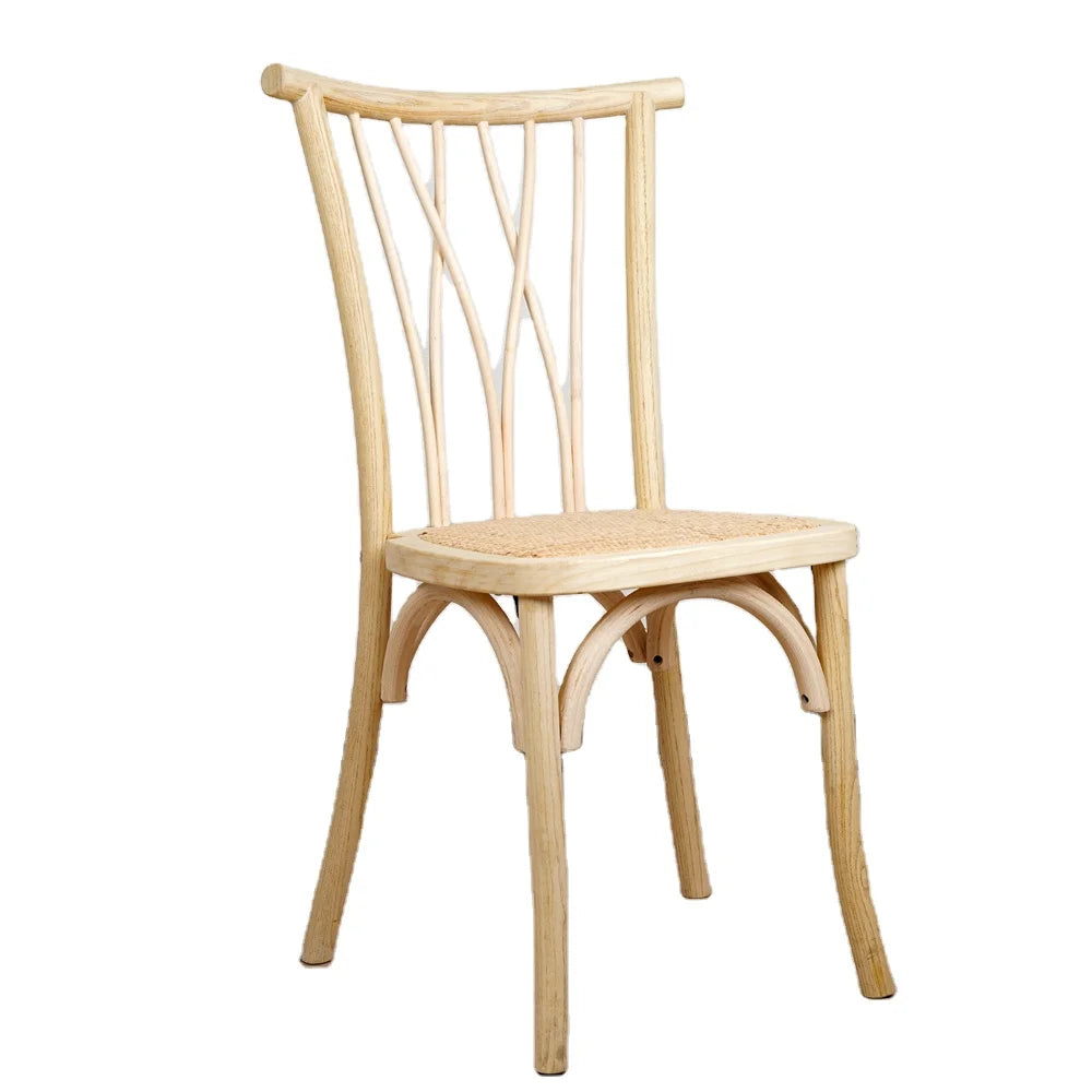 Events Furniture Solid Wood Rattan Seat Cross Back Wedding Botanica Chair for Party Banquet Garden