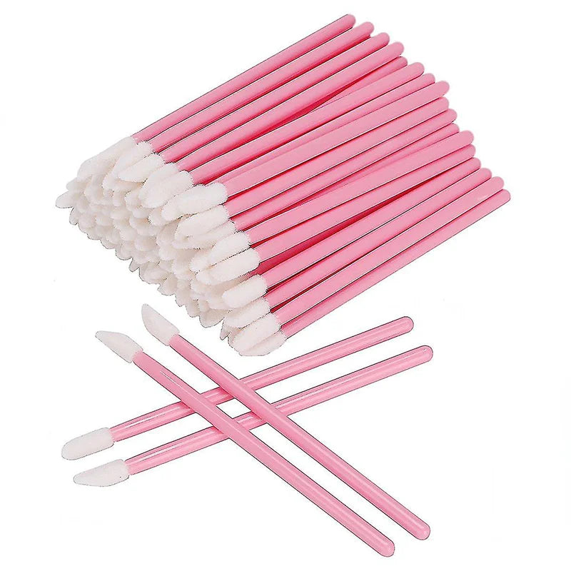 Disposable Solid Color White Synthetic Hair Lipstick Gloss Applicators Green Lip Brush Wands 50pcs/bag