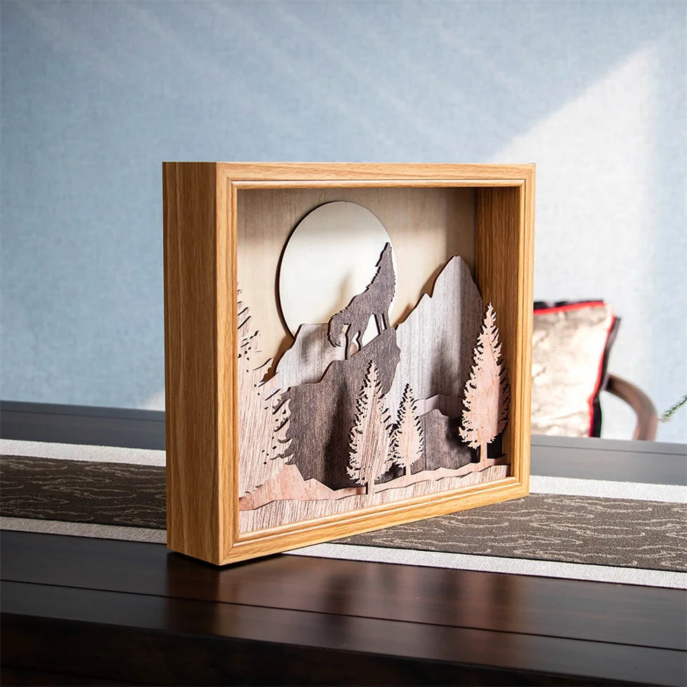 2024 New Wooden Decorative Painting with Picture Frame Living Room Decorative Painting Home Art