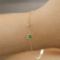 Daily Jewelry Gold Color Ladies Trendy Design Party Gifts Emerald Zircon Charm Bracelet